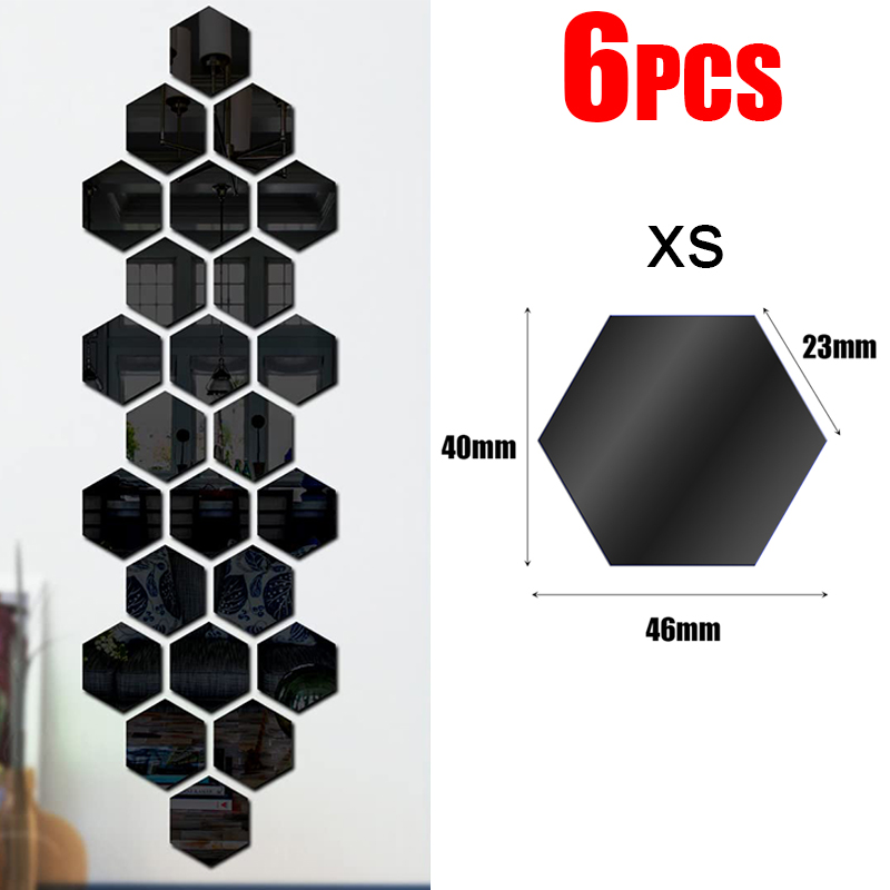 3D zeshoek spiegel muurstickers DIY muur spiegels sticker verwijderbare zelfklevende esthetische mozaïek tegels stickers woondecoratie: Coffee