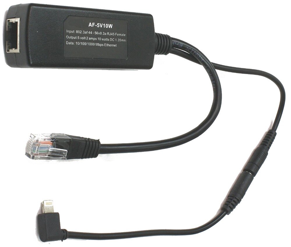 5V10W PoE separator 802.3af POE Splitter with Lightning adapter for any Apple IPads devices powered Up To 100M