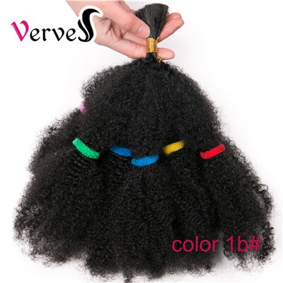 VERVES Culry Synthetic Crochet Braids Hair Extensions 12 inch Ombre Braiding Hair Afro Kinky Bulk Twist Braids Black,Brown,Bug: #1B / 6pcs/lot