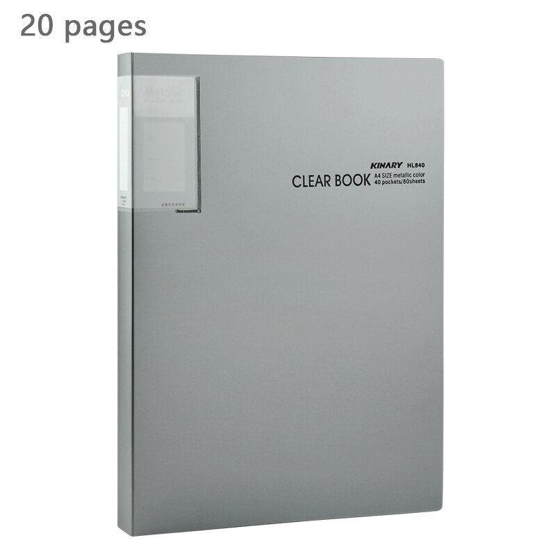 Business Metaal Kleur Informatie Boek Map A4 Multi-layer Transparant Clip Insert Tas Bestand Boek Bestandsmap 40 Pagina 'S 60 Pagina 'S: 20 pages silver