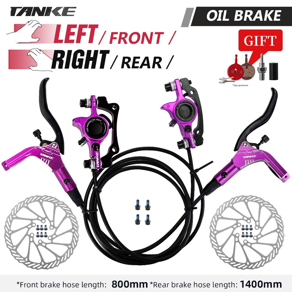 TANKE-Juego de frenos de disco hidráulicos para bicicleta de montaña, rotores de 160mm, placa de pinza de aceite, abrazadera delantera y trasera para bicicleta de montaña, mango de 22,2mm, un pilar