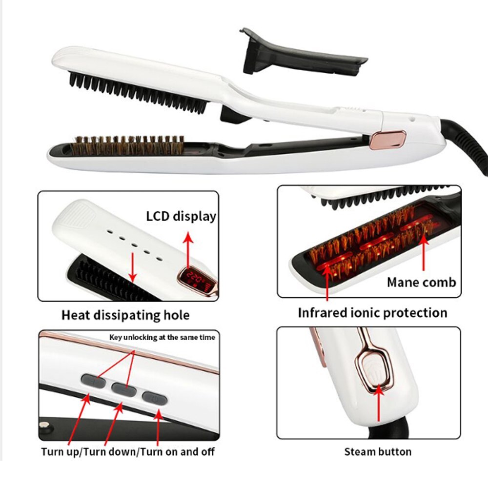 Hair Care Ultrasonic Infrared Hair Steam Straightener Cold Flat Iron Hair Treament Styler Therapy Hair Care Tools