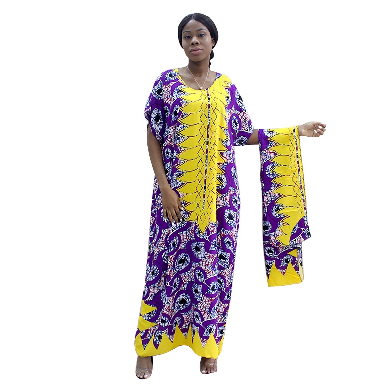 Neue Afrikanische kleidung Tranditional Lange verlieren Kleid Jahrgang Dashiki Kaftan ethnische afrikanische kleider für frauen mit schal