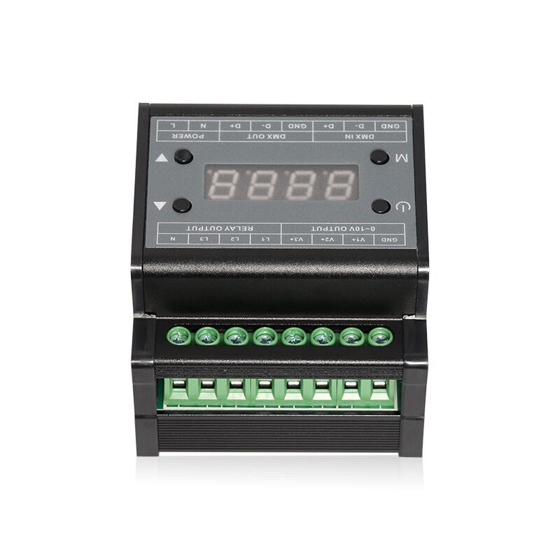 DMX303 DMX512 Naar 0-10V Signaal Converter, 3 Ch Output, Met Digitale Tube Display, zwart Shell, 0-10V Dimmer Driver