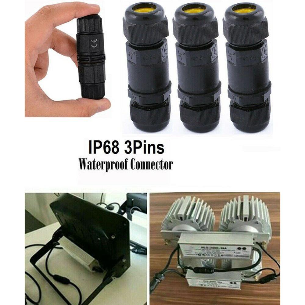 IP68 Waterproof Connector I Shape 2 Pin 3 Pin 4 Pin 250V 10A Wire Straight Connector Quick Wiring Waterproof Connector Outdoor