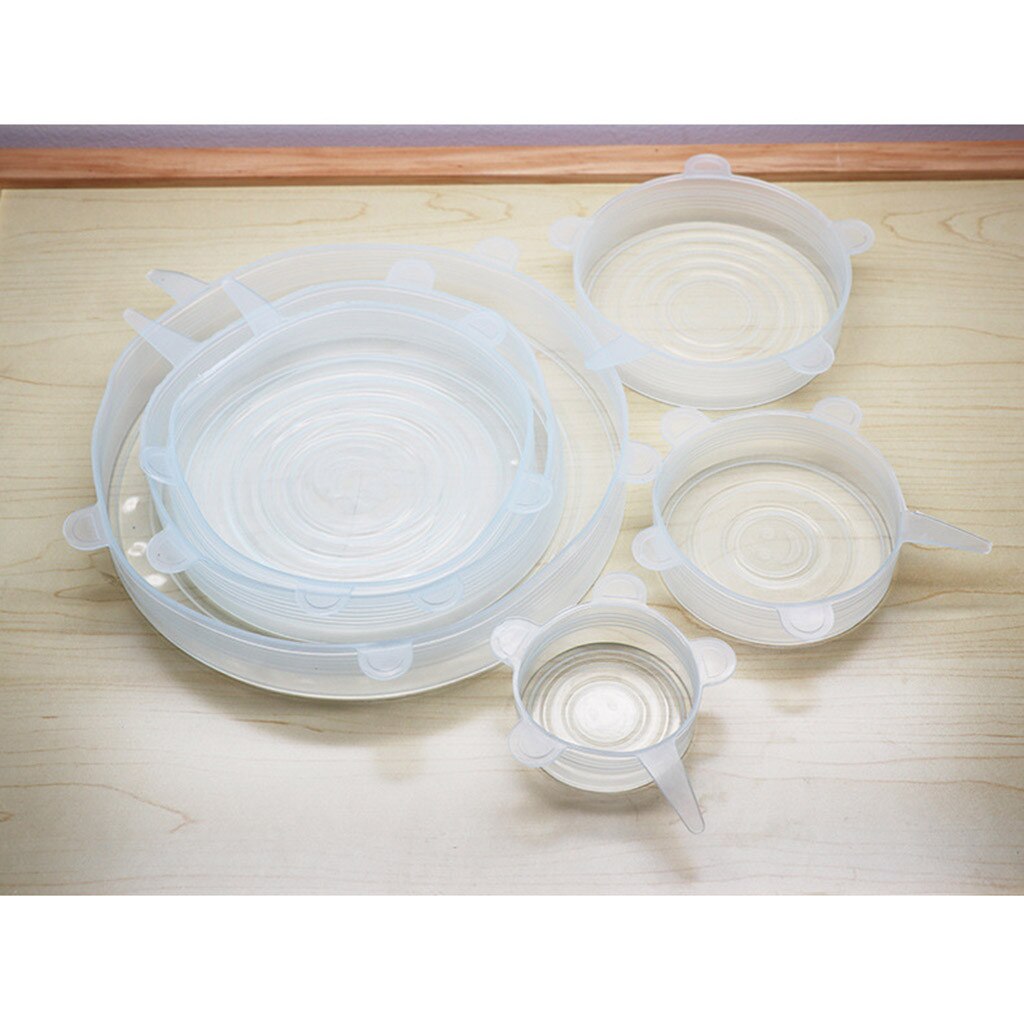 6pcs Reusable silicon stretch lids universal lid Silicone food wrap bowl pot lid silicone cover cooking Kitchen Stopper#1203y30