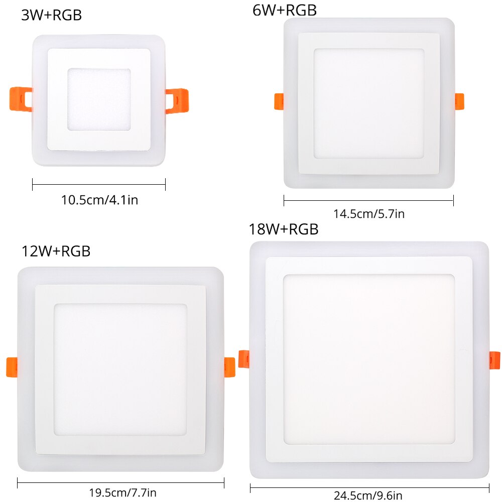 Led panel 220v 3w 6w 12w 18w overflate led panel lys firkantet form med 3 modus rgb led panel lys 110v for tak lys rgb