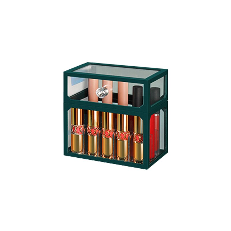 JOYBOS Storage Box Large-Capacity Dressing Table Glass Drawer Cosmetics Skin Care Products Dust-Proof Storage Rack With Lid JX22: StyleE