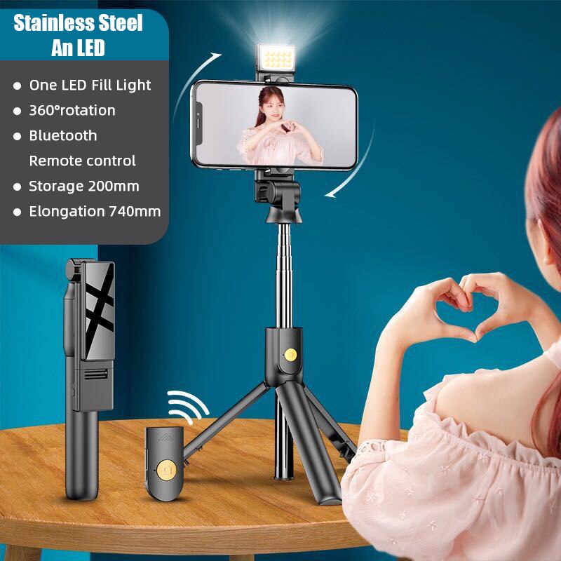 4 in 1 kabelloser bluetooth-selfie-stick mit faltbarem stativ, universell für smartphones: K12s
