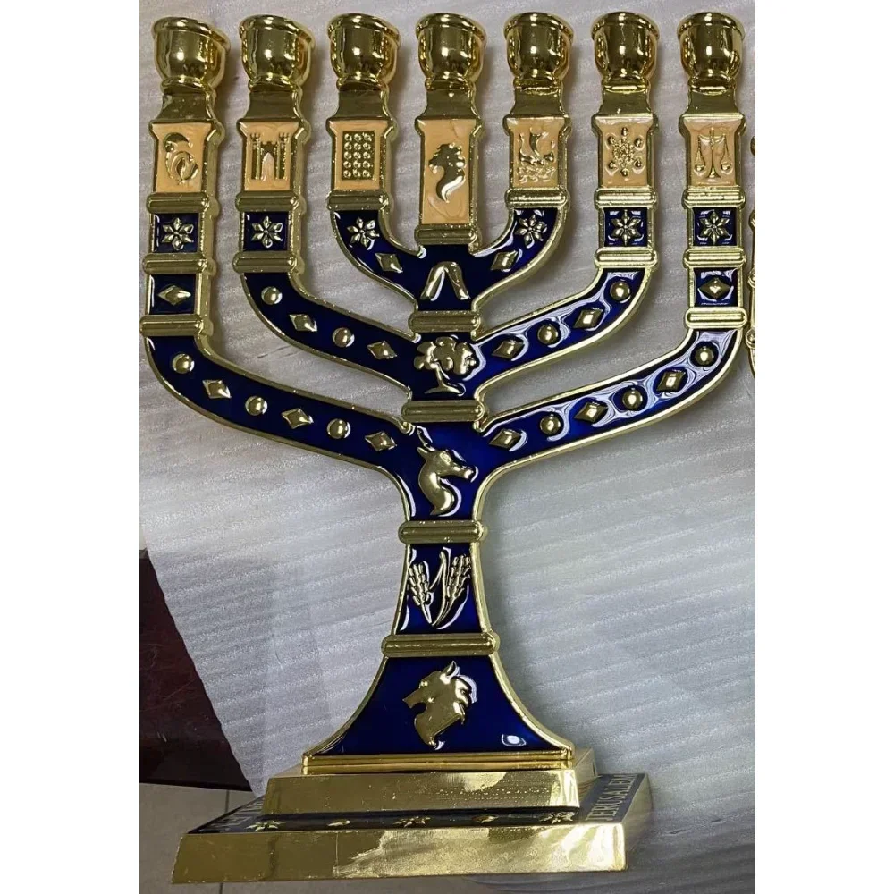 Jødisk 7- armet menorah ,7 ekstra stor lysestage judio lysestage, emblemet for jødedommen og israel lysestage