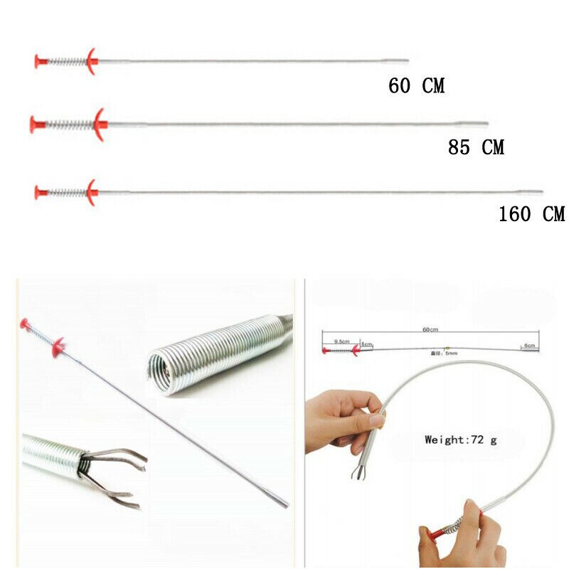 Practical Kitchen Spring Pipe Sink Cleaning Hook Sewer Dredging Device Bathroom