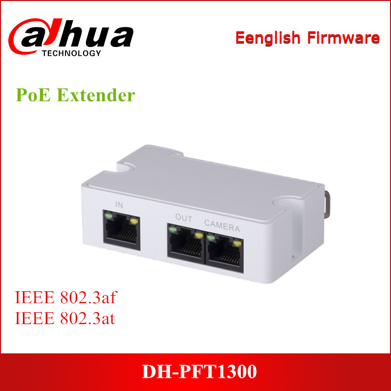 Dahua poe extender pft 1300 support 1 rj45 10/100m poe strømforsyning input ip kamera tilbehør til ip systemer