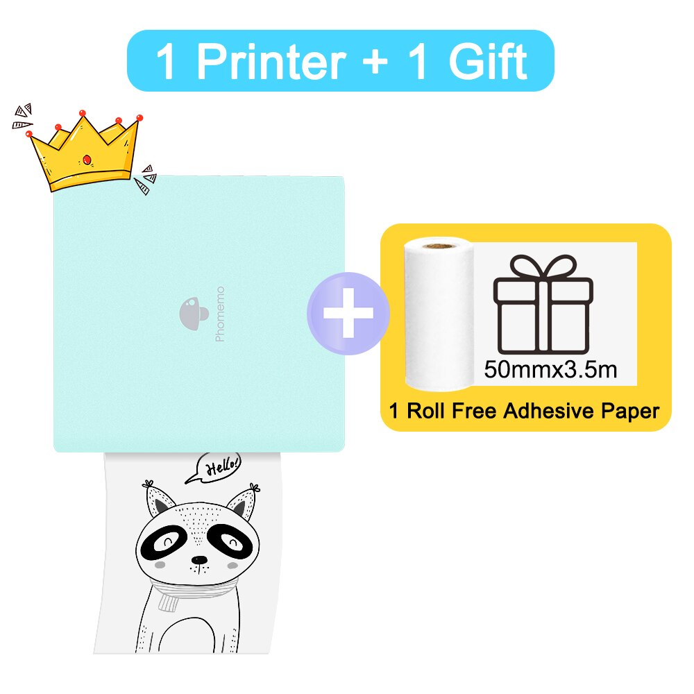 Phomemo M02 Thermal Printer Impresora Portátil Print Pocket Mini Label Sticker Maker Wireless Mobile Phone Printer: Green Printer