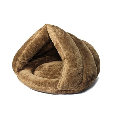 Dôme pour chat, nid douillet en forme de grotte, tapis molletonné confortable, , idéal en hiver, tente 2 tailles S/L, 3 coloris, lit d'animaux de compagnie: Brown / 45x45x33cm