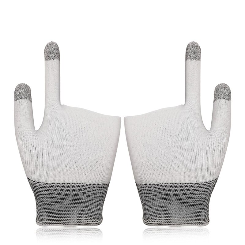Fundas para los dedos para juegos de dos dedos, guantes para juegos de móvil, a prueba de sudor, para pantalla táctil, sin costuras, para controladores de juegos móviles: Blanco