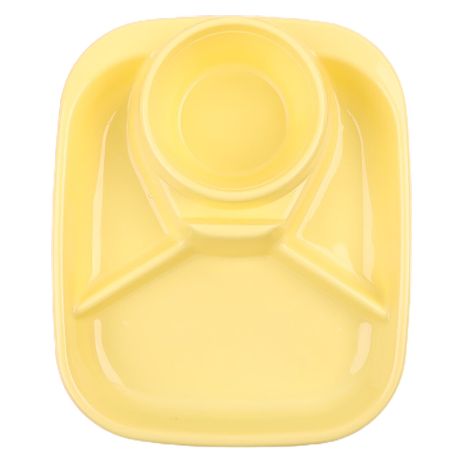 Praktisch Opbergvak Meerdere Grid Gerechten Plaat Servies Plastic Salade Rijst Groente Gerechten Plaat Voor Thuis: Yellow 2