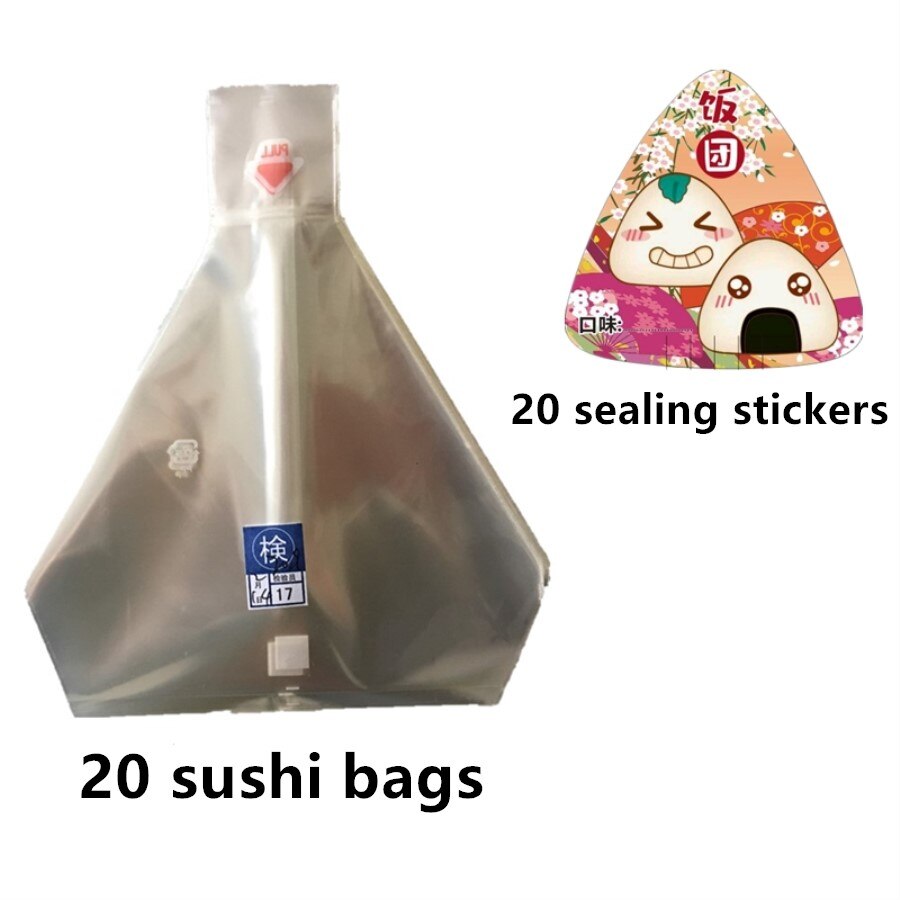 Moderigtig sushi taske ris kugle pakke taske anti-dug taske let rive sushi pakke taske 20 stk send klistermærker forskellige farver: Farveløse 20 grupper
