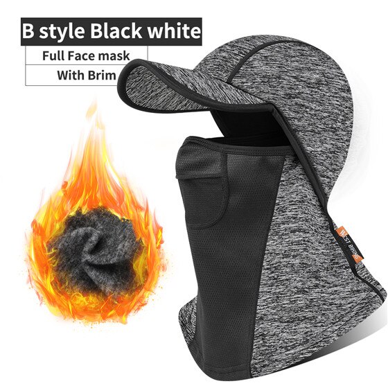 WEST BIKING Winter Sport Cycling Cap Bike Full Face Cover Neck Warmer Men Women Scarf Ski Bicycle Motocycle Fleece Head Cap Hat: Light Gray brim
