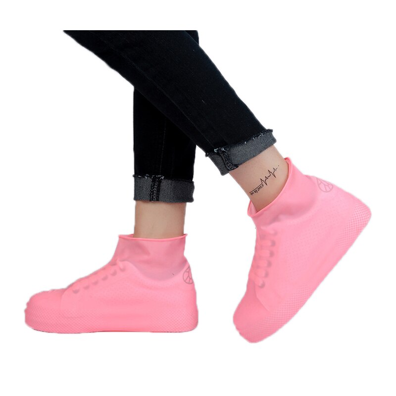 Reusable Outdoor Waterproof Rain Shoe Cover Rubber Anti Slip Rain Boot Overshoes Raincoat Silicone Insoles Shoes Camping Tools