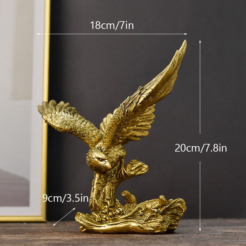 Estatua de águila dorada de resina americana de NORTHEUINS, colección de modelos artísticos de animales, adorno para el hogar, oficina, escritorio, figuritas de decoración Feng Shui: Caqui oscuro