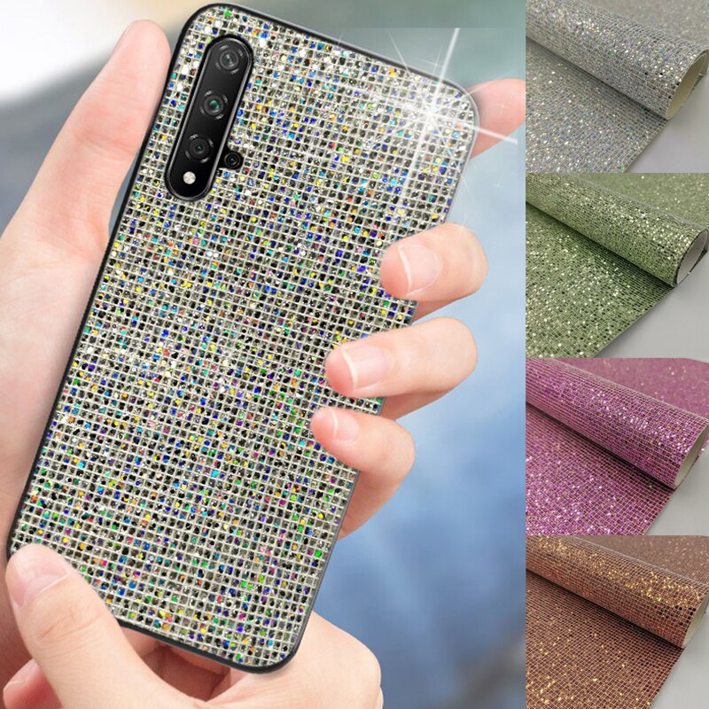20*120cm PU Leather for Earring Sewing Clothing DIY Bow Decor Waterproof Handmade Material Roll Small Lattice Colorful Flashing