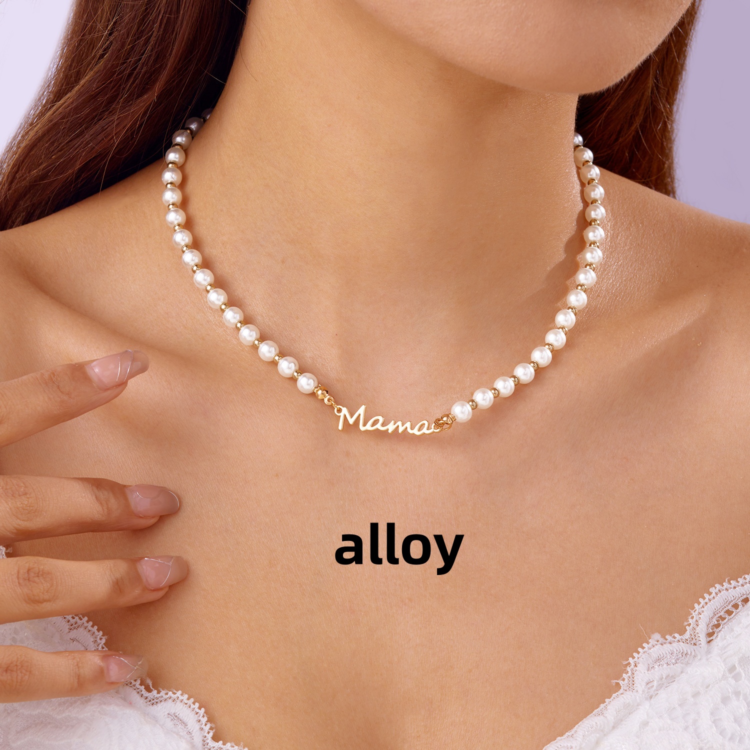 Pulseras con colgante de mamá con letras de perlas de imitación, dijes de , pulsera de cadenas de acero inoxidable para mujer, joyería, para el día de la madre: Rojo óxido