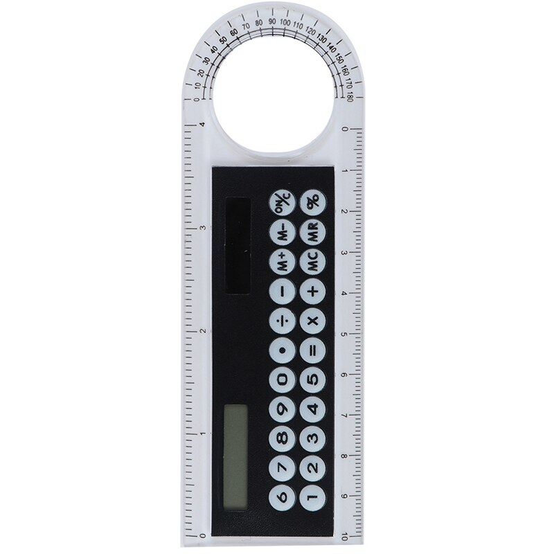 10cm Solar Mini Calculator Magnifier Multifunction Ruler School Office Supplies 1Pcs: black