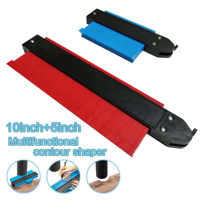 Herramientas de medición de perfiles de 5/10 pulgadas, duplicador profundo, baldosas, laminado, carpintería, calibre de plástico irregular, medidor de contorno, reglado: 2 piezas