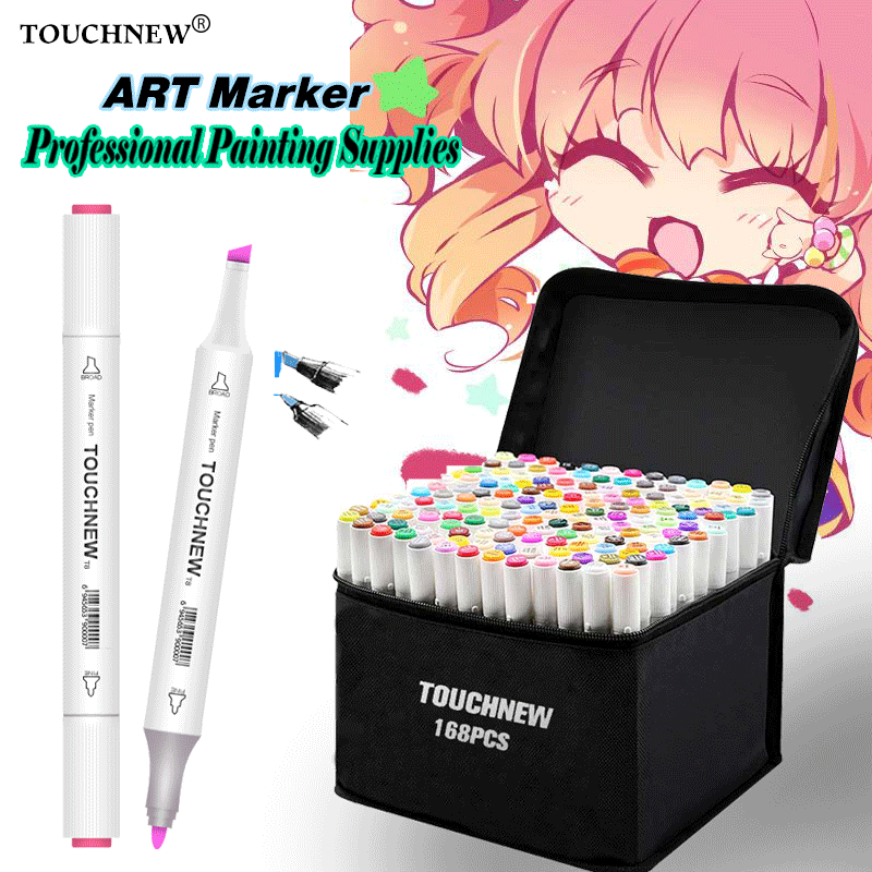 TOUCHNEW-rotuladores a base de Alcohol para dibujo, rotuladores de Color para bocetos, Manga, pincel, suministros de arte, 30/40/60/80/168 colores