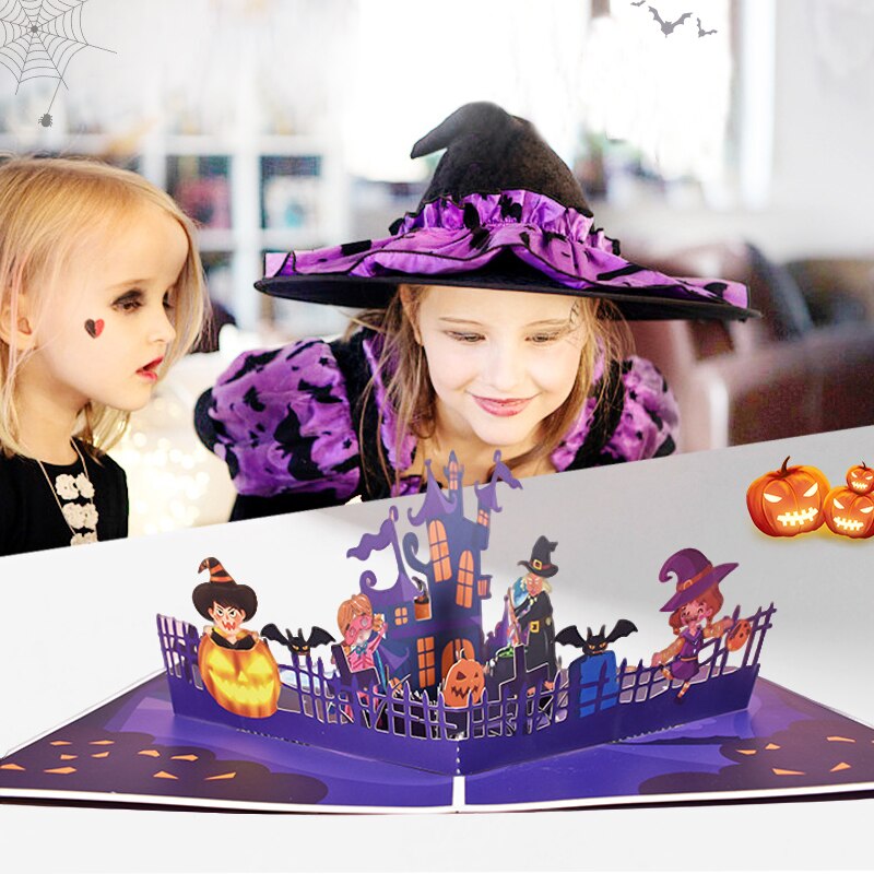 Cartoline di Halloween pop-su 3D per regalo per bambini biglietti d'auguri di zucca di giorno di doni divertenti cartolina di Halloween