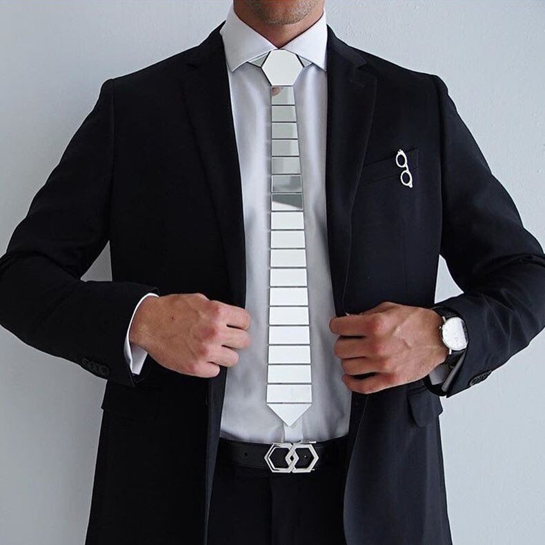 15 Styles Silver Hexagon Ties Stylish Men Skinny Neckties 6cm Luxury Men Box Formal Dress Wedding Accessory Unique