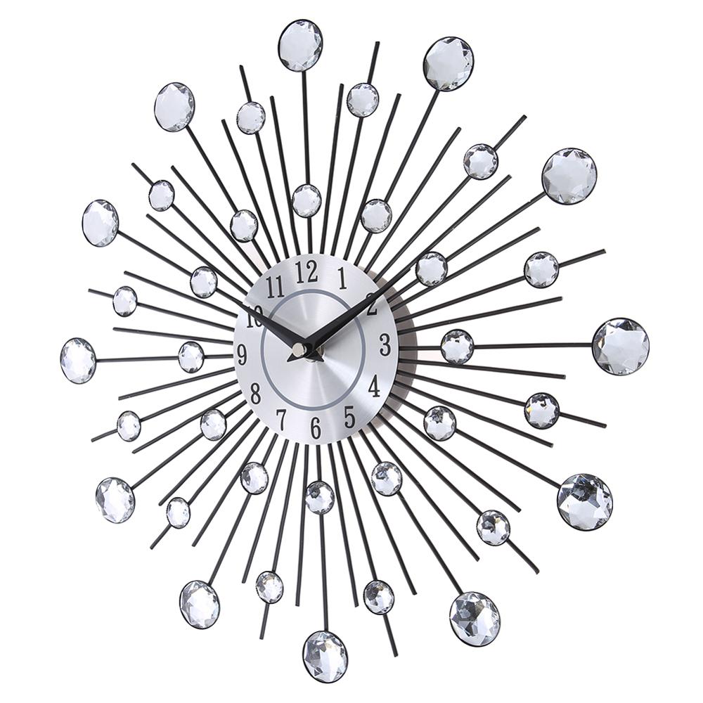 33 cm alt metall kristall wanduhr luxus diamant 3d große moderne wanduhr knoten wohnkultur