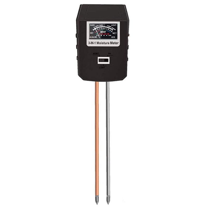 Soil PH Meter,Large Screen Soil Moisture/Sunlight/PH Tester Backyard Soil Test Kit, Reliable Gardening Soil Tool: black