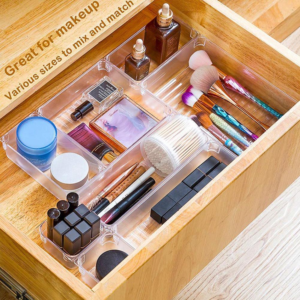 17PCS Desk Drawer Organizer Tray Home Office Storage Box Plastic Drawer Compartment Divider Container For Bedroom Dresser Office