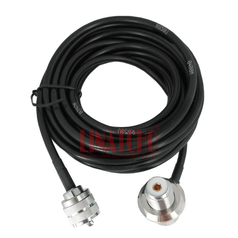 mobile verhical car two way radio antenna PL259 male uhf and SO239 5 meters RG58U copper RF coaxial cable