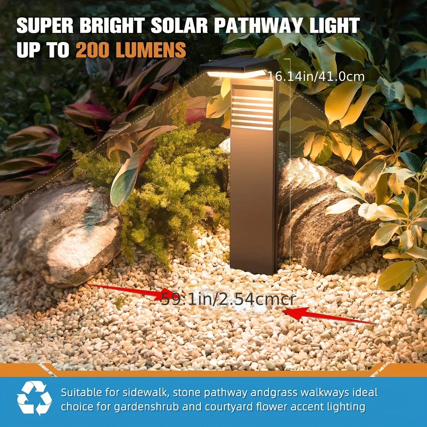 Solar-Rasenlampen für den Außenbereich, Gartenlampen, langlebige Kunststoff-Wegeleuchten, ideal für Außenbeleuchtung auf der Auffahrt, Rasen, Terrasse, Gehweg