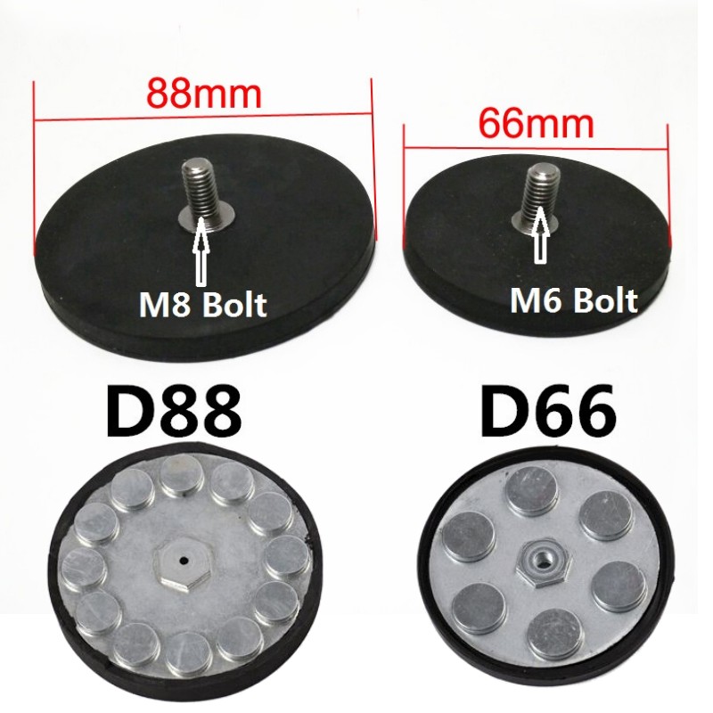 Kraftfuld neodym magnet skive gummi prissat  m6 m8 tråd kamera magneter dvr telefon holder base magnetiske beslag til led bar lys