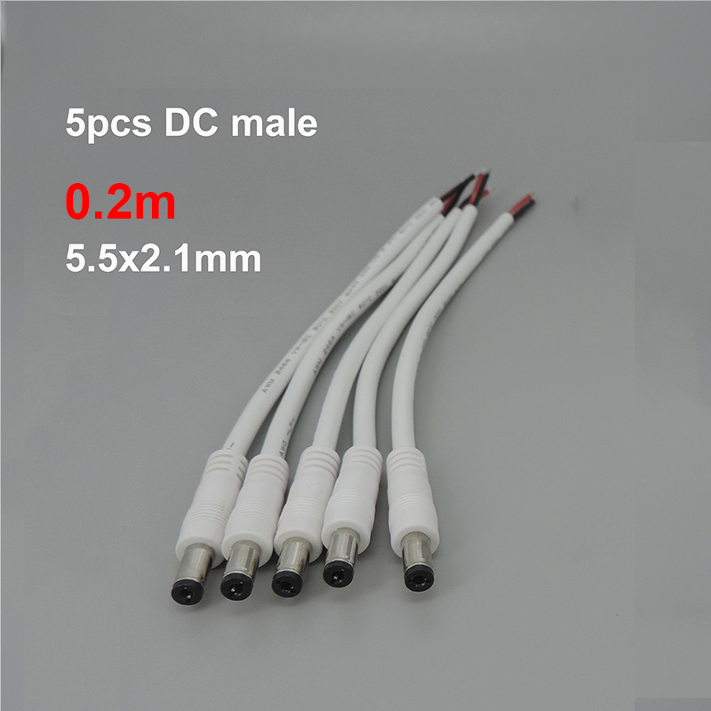 Weiß 18awg 7a DC-Stecker DC-Buchse Kabel Netzteil Verlängerung kabel 5,5mm x 2,1mm 2,5mm Kupferdraht: Silber