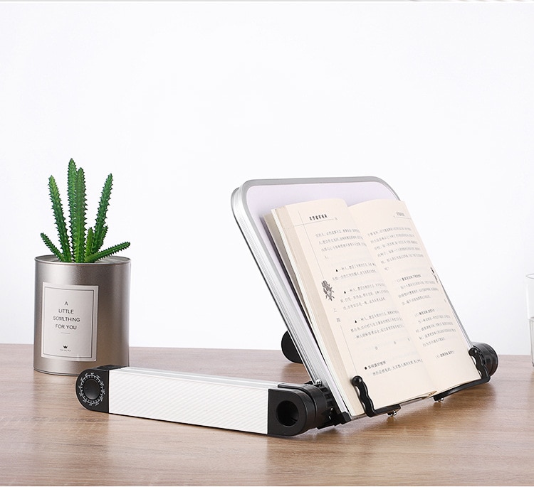 Creatieve Aluminium Metal 360 Graden Verstelbare Boek Lezen Plank Stand Boeken Lezen Boekenplank Laptop Houder Briefpapier