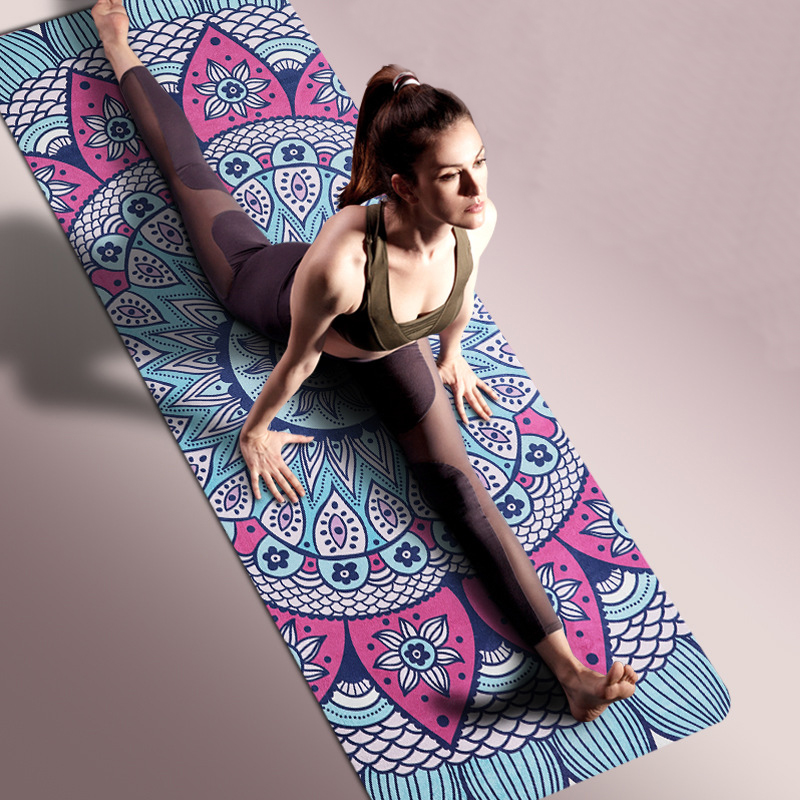 Tapis de yoga imprimé en caoutchouc naturel, long, épais et large de 1mm, antidérapant, fitness