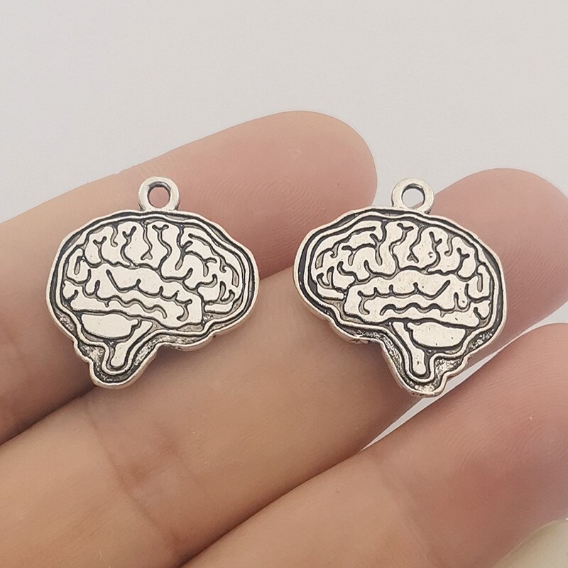 JINDINSP 5 stücke 21x23mm Antike Silber Farbe Gehirn Reize Anhänger Für Schmuck Machen DIY Schmuck Erkenntnisse