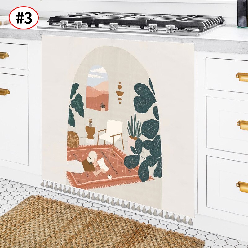Demi-rideau nordique pour cuisine, rideaux courts à pampilles, décoration de porte d'armoire, garde-robe, anti-poussière, ornement de maison: S3 Short Curtain / 70x80cm
