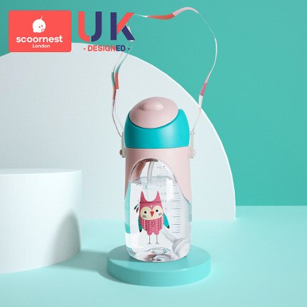 Bebê criança beber palha beber copo duckbill copo de água potável anti-grilo dupla utilização alça: pink1