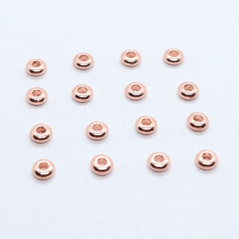 160 stk legeret rosa guld oblate charme løse spacer perler til gør-det-selv armbånd smykker fund 2 x 4.5mm