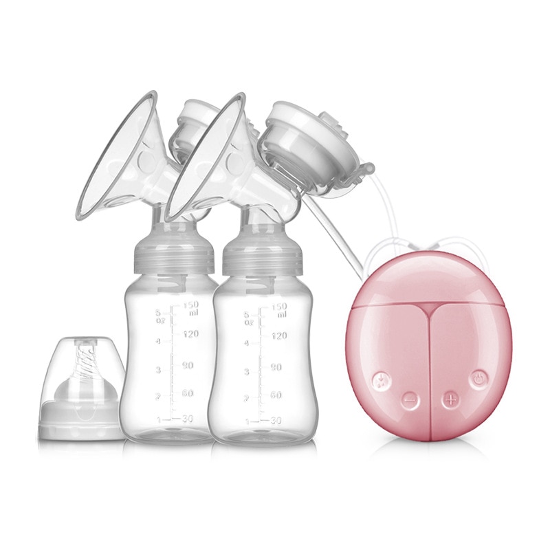 Dubbel bilateral elektrisk bröstpump mjölkare sug stor automatisk massage efter förlossning mjölkmaskin bebes tillbehör: Rosa engelsk version
