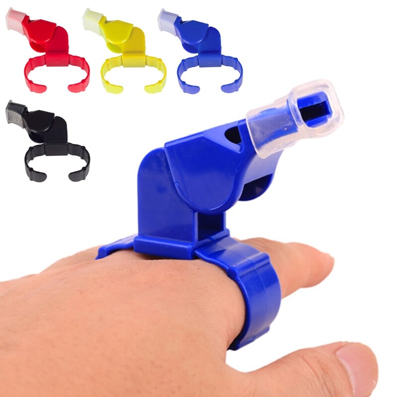 1pc kunststoff-schiedsrichterpfeifen mit fingergriff für verschiedene sportarten wie fußball, basketball, baseball, hockey, survival und outdoor (schwarz)
