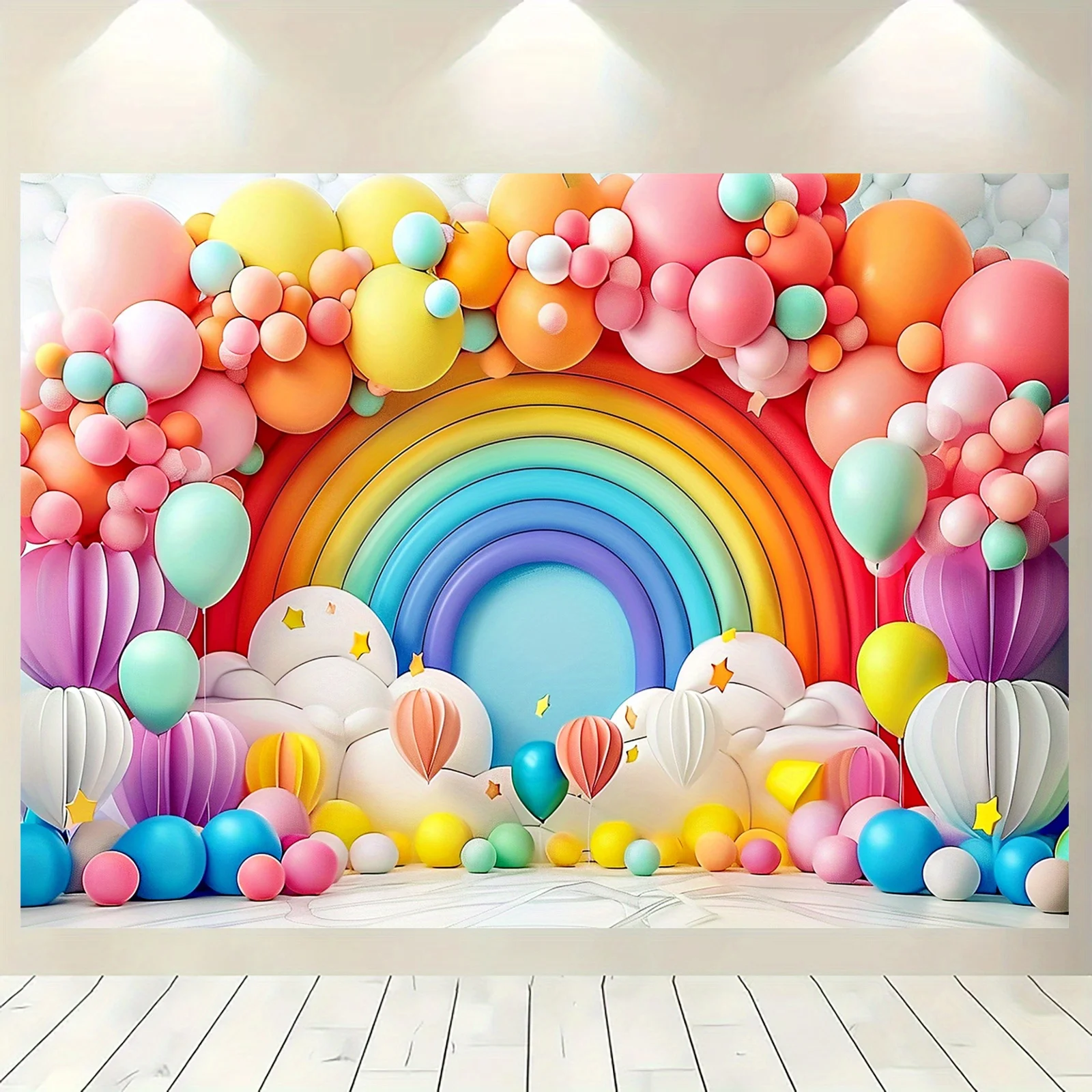 Arco de arcoíris con fondo de globo de Venus para decoraciones y celebraciones de fiestas: sin necesidad de energía, material de poliéster