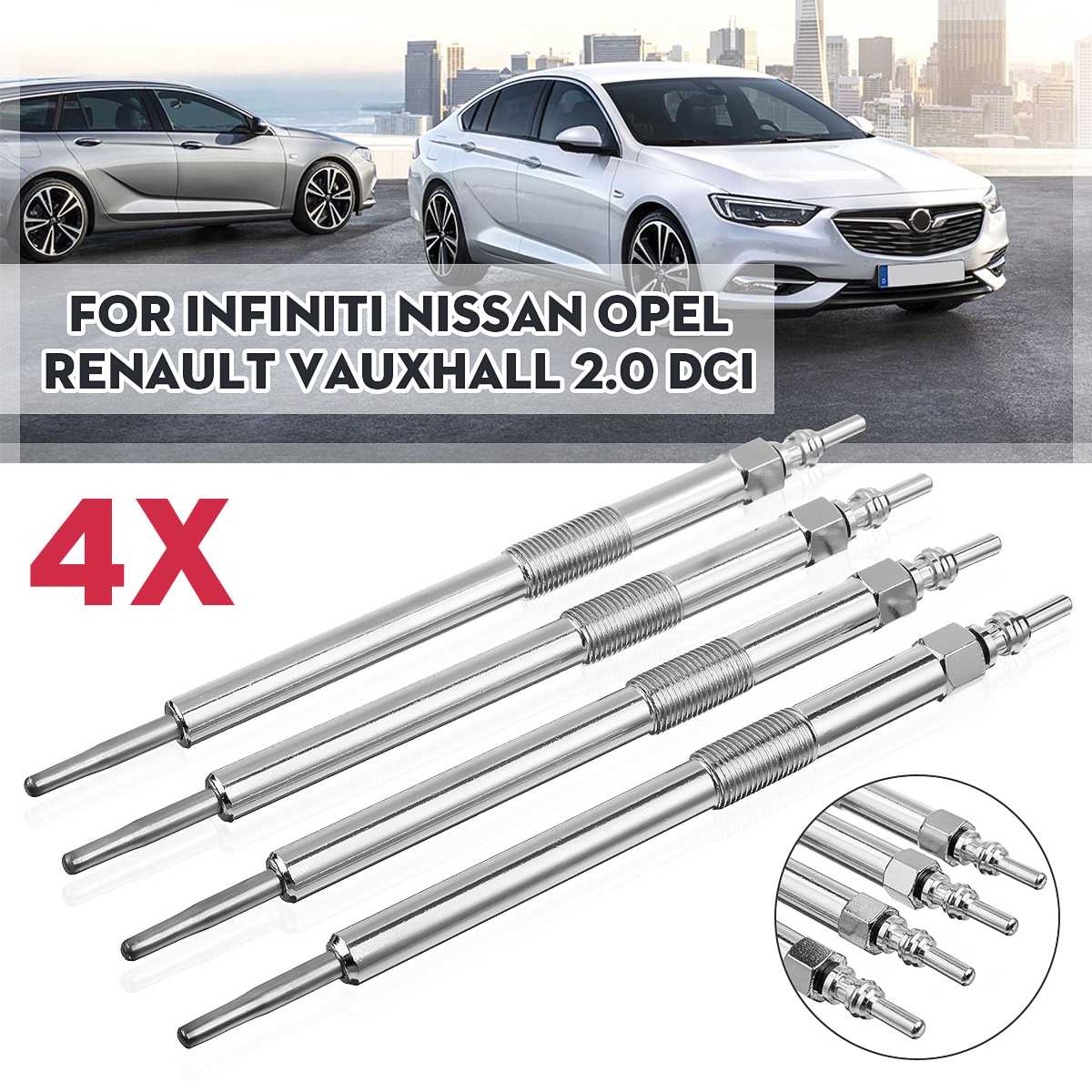 Bujías de brillo para calentador diésel, para Vauxhall, Infiniti, Nissan, Opel, Renault 2,0, DCI, GX3164, 250603001, 93198468, 4 Uds.