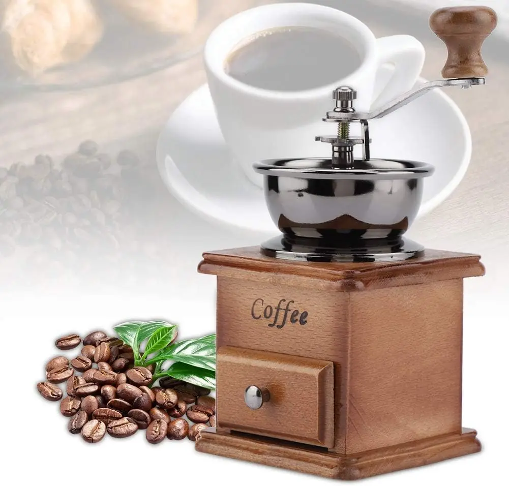 Molinillo de café clásico Retro, Manul de madera, cafetera con manivela, Barista , accesorios de café para el hogar: Chocolate