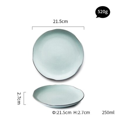 Popxstar  1PC Ceramic Dinner Plates for Home Pleated Texture Design Western Plates Japanese Style Dishes Good Looking Tableware main image 0